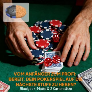 Pokerchips-Set in Koffer, mit Würfeln, Dealer-Butt