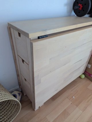 Mesa abatible madera con cajones