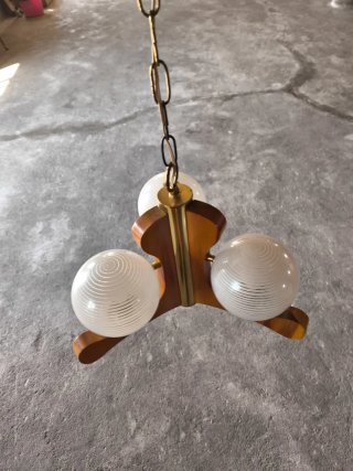 Lámpara colgante madera y cristal