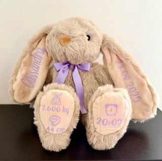 Coniglietto peluche personalizzato nascita