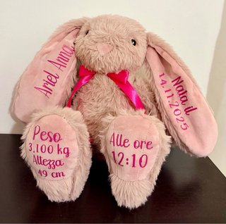 Coniglietto peluche personalizzato nascita