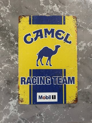 Placa metalica logo Camel Racing Team vintage