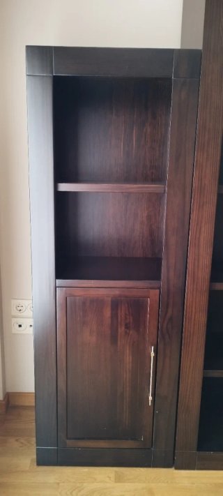 Mueble salón wengué con puertas de cristal