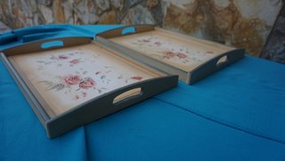 2 Bandejas madera artesanales ver fotos leer NUEVO