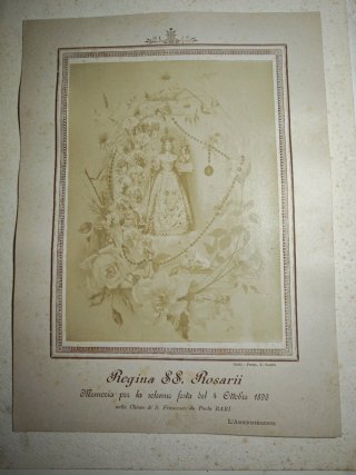 Stampa Fotografica 1896 Madonna SS Rosario Bari
