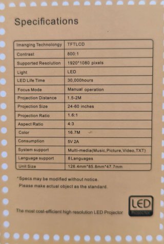 Proyector LED Multimedia Blanco/Amarillo