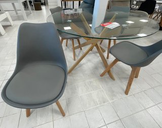 Mesa redonda cristal + 4 sillas