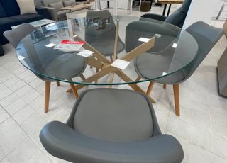 Mesa redonda cristal + 4 sillas
