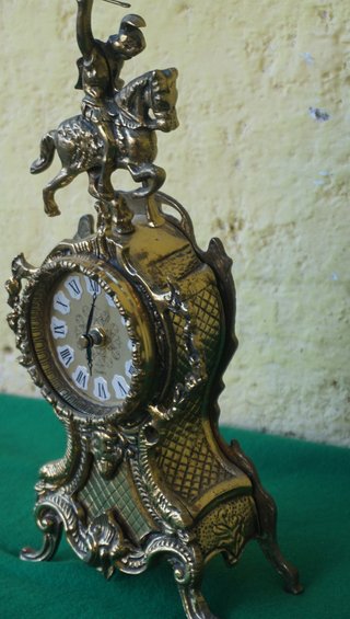 Reloj antiguo bronce caballo 15,5x35 cm 2 kilos