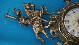 Reloj antiguo bronce caballo 15,5x35 cm 2 kilos