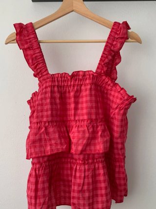Blusa cuadros rosas