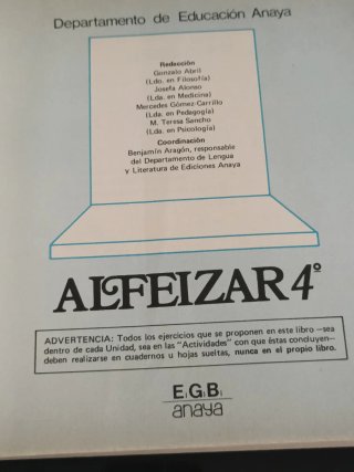 1982 Libro texto lectura Alféizar 4º"