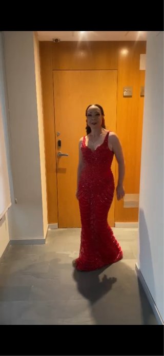 Vestido de fiesta rojo estilo gitana