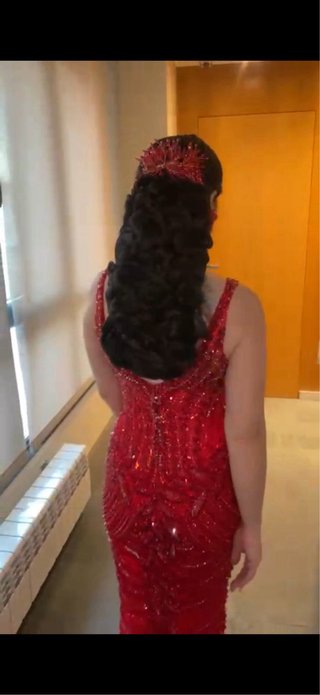 Vestido de fiesta rojo estilo gitana