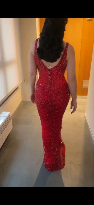 Vestido de fiesta rojo estilo gitana