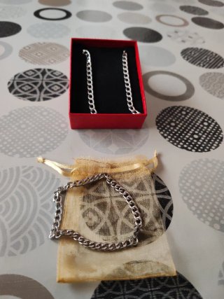 Conjunto collar y pulsera acero hombre