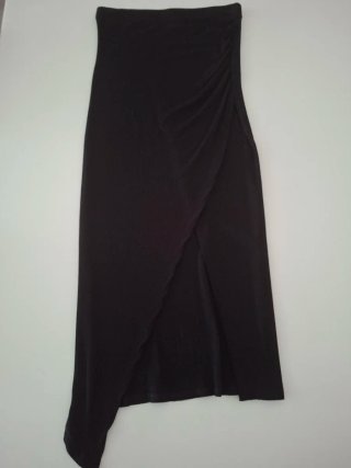 Falda larga negra drapeada New Yorker