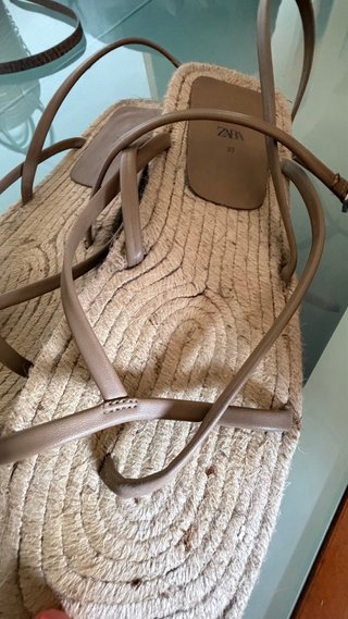 Sandalias yute Zara Beige Talla 37