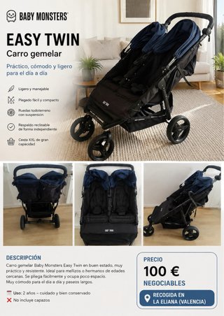 Carro Baby Monsters Easy Twin (recoger en Valencia