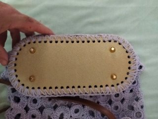 Bolso ganchillo flores morado y marrón