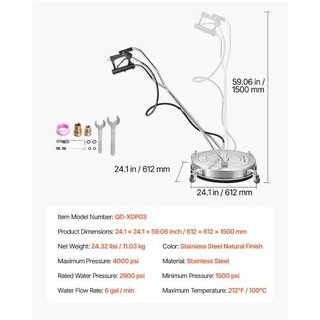 24" Pressure Washer Surface Cleaner, Stainless Ste