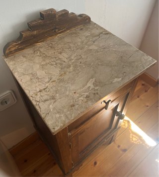 Mesita Noche Antigua Madera Mármol