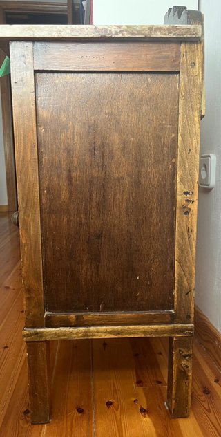 Mesita Noche Antigua Madera Mármol