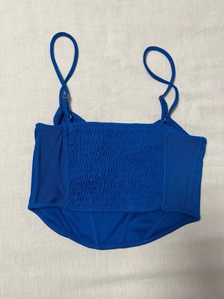 Top estilo corsé azul