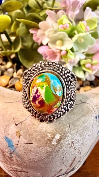 Anillo Plata 925 Turquesa Multicolor