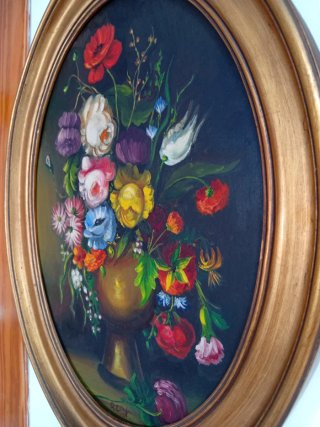 Cuadro oval con flores