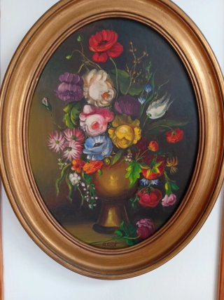 Cuadro oval con flores