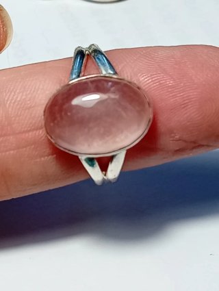 Anillo Plata Ley cuarzo rosa