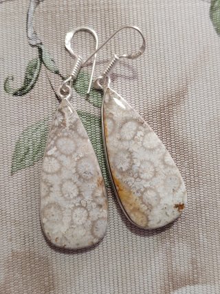 Pendientes Coral Fósil 925