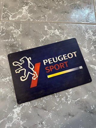 Placa chapa metalica logo Peugeot Sport