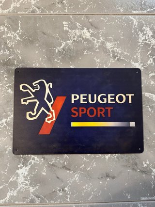 Placa chapa metalica logo Peugeot Sport