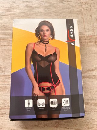 Conjunto Lenceria Negro y Rojo l-xl