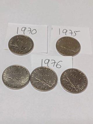 Monedas 1 Franco Francés. Francia Años 70