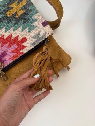 Bolso étnico de ante y tela