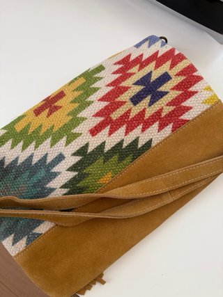 Bolso étnico de ante y tela