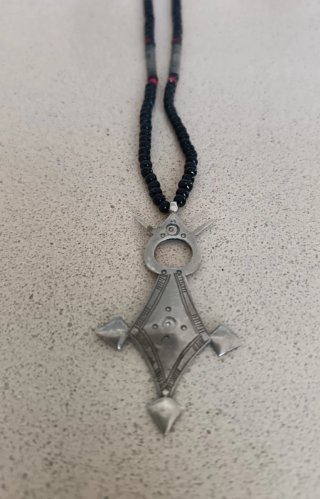 Collar Cruz de Agadez Tuareg Auténtica, Plata Firm