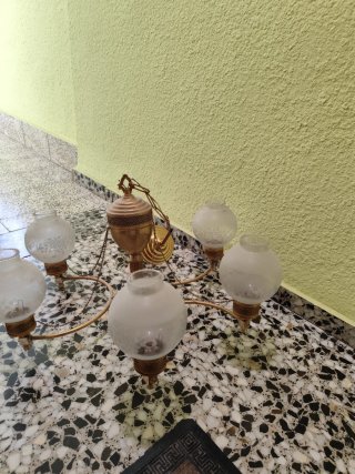 Lámpara colgante cerámica rosa y verde