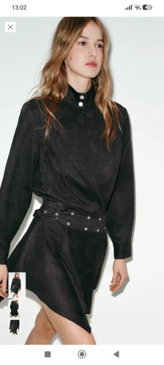 Vestido mini efecto ante con cinturón
