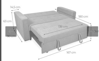 Sofá Cama Gris Tela como nuevo