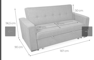 Sofá Cama Gris Tela como nuevo
