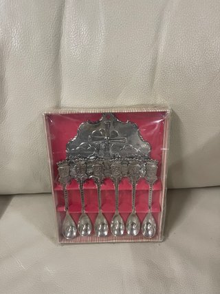 Set di 6 Cucchiaini Decorativi Argentati