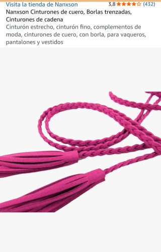 Cinturón trenzado Nanxson rosa con flecos. NUEVO