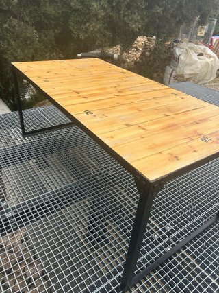 MESA MADERA ESTILO INDUSTRIAL