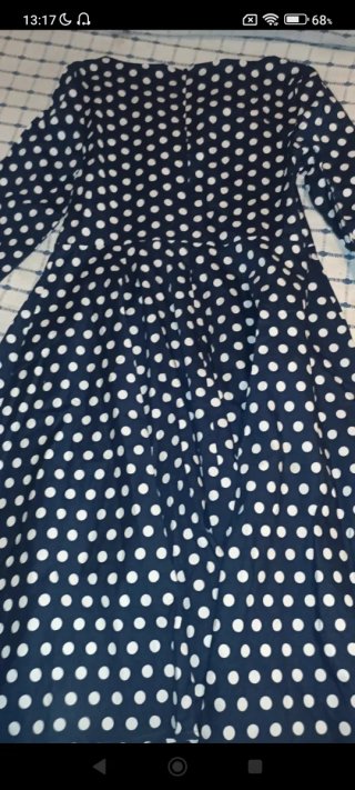 Vestido M azul con lunares blancos