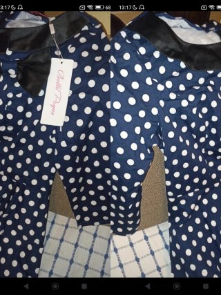 Vestido M azul con lunares blancos