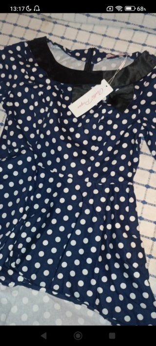 Vestido M azul con lunares blancos